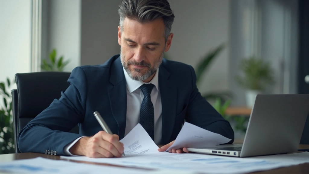 Налоговый консультант работает с документами по налоговому планированию